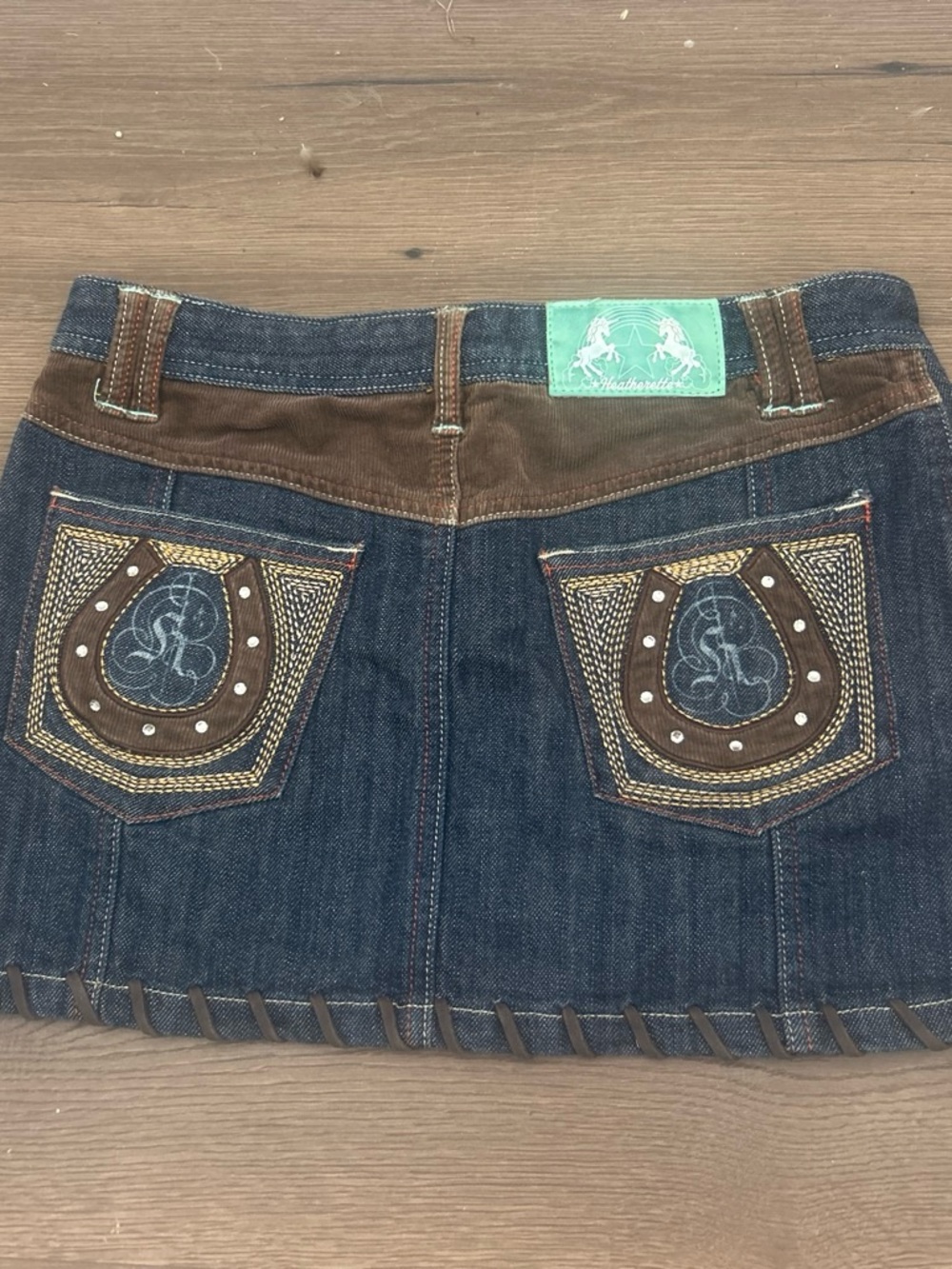 Vintage Heatherette Y2K Western Denim/Corduroy Mini Skirt